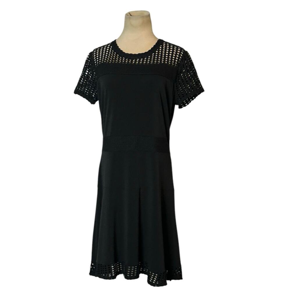 Black eyelet short sleeves mini dress size Medium
